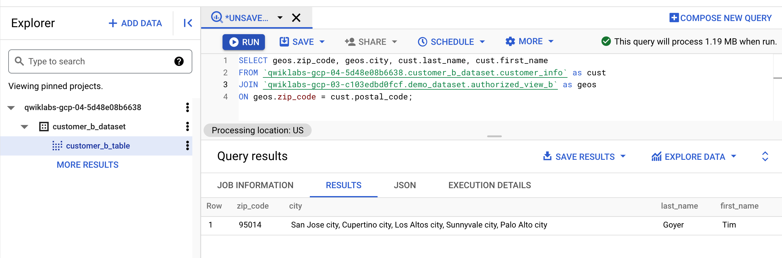 customer b query