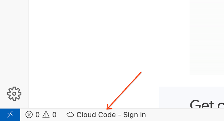 Cloud Code - Sign in option is highlighted