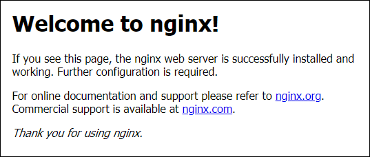 Default nginx page; Welcome to nginx!