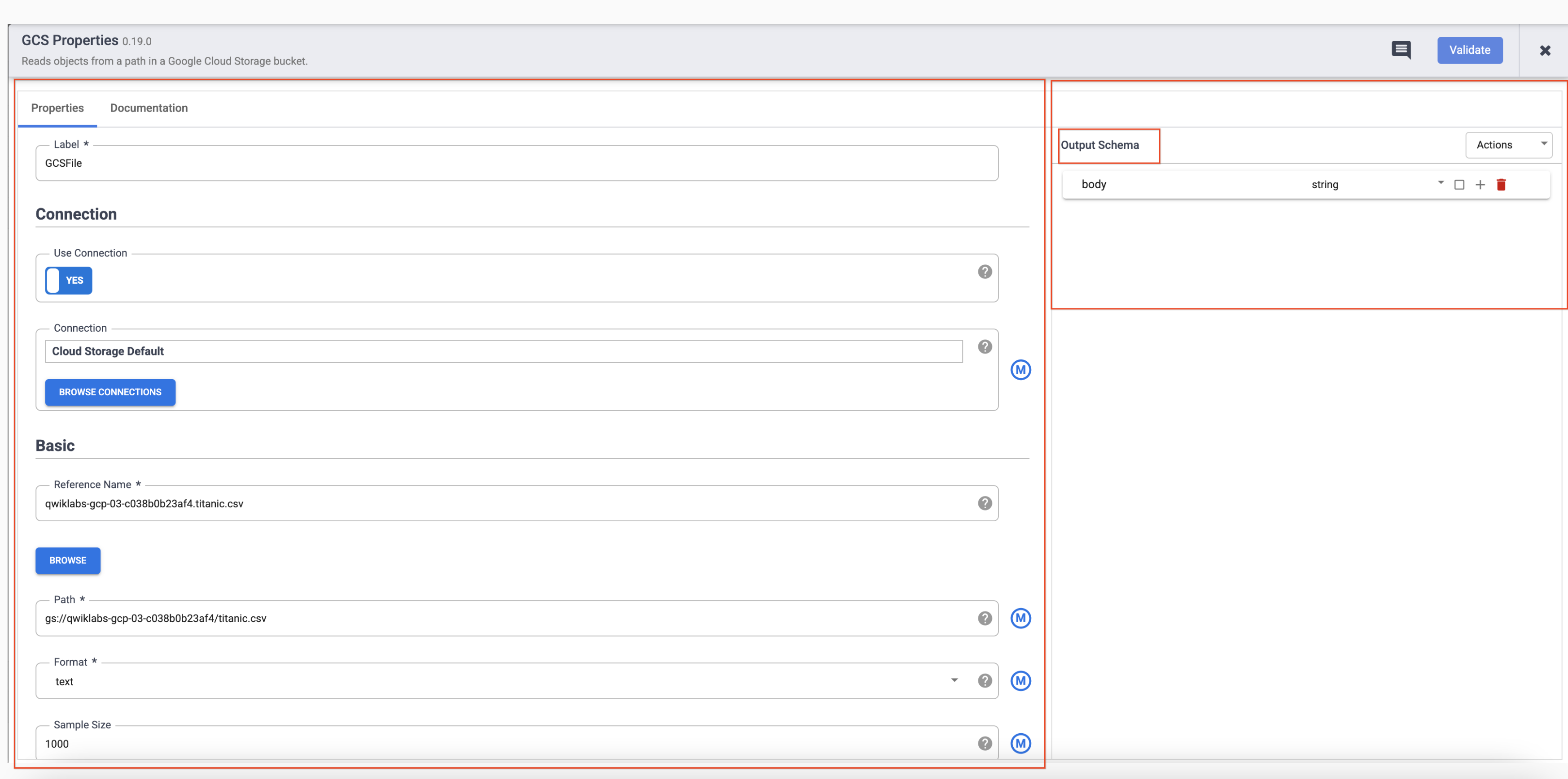 GCS node properties dialog