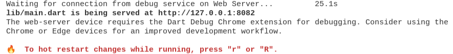 Web server partial message: Waiting for connection from debug service on Web Server...25.1s...