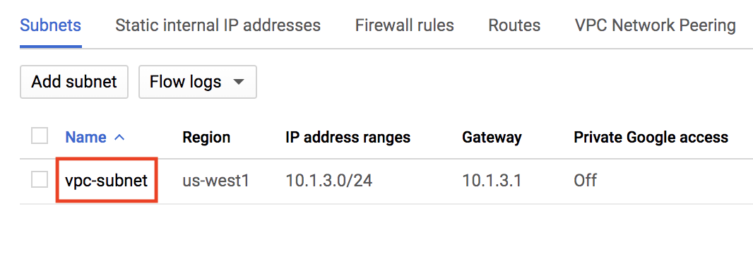 vpc-subnet highlighted within the Subnets tabbed page.