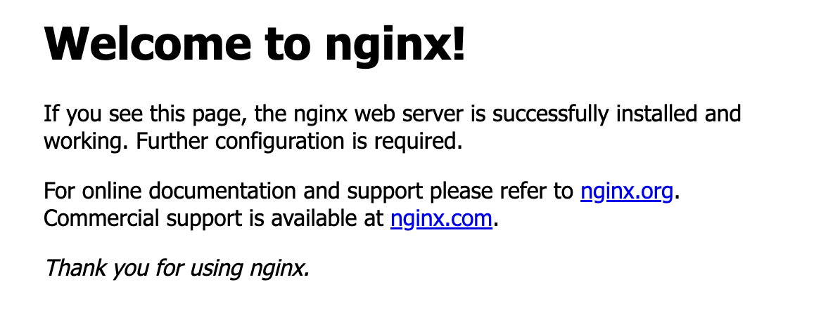 Default nginx page; Welcome to nginx!