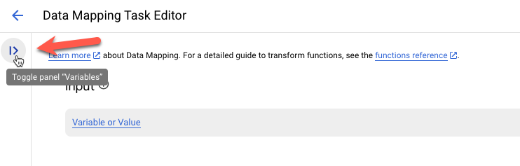 toggle variables panel icon