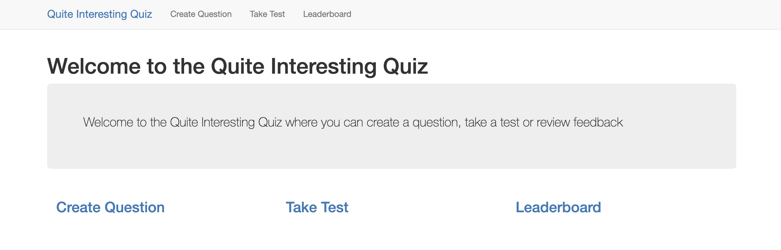 The Quite Interesting Quiz page.