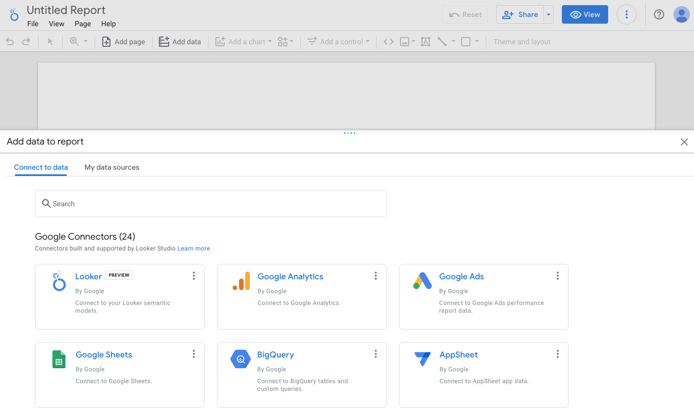 강조 표시된 BigQuery 옵션