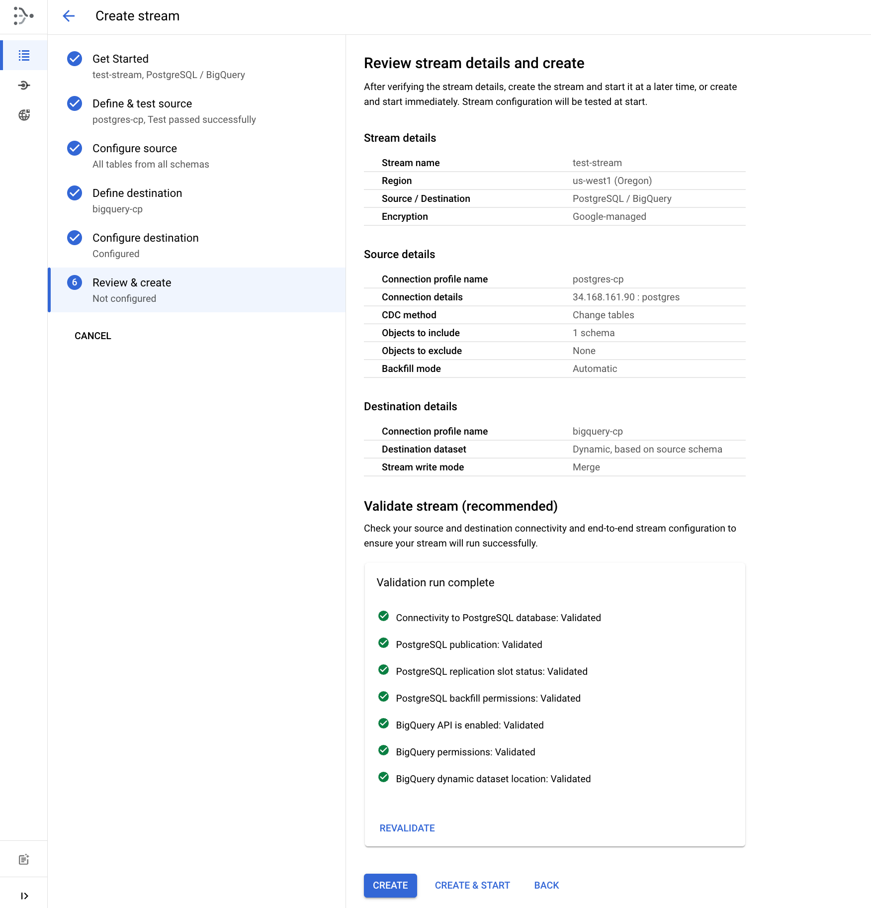 validation results with green check marks