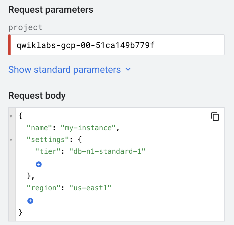 Lines of code in the Request body field