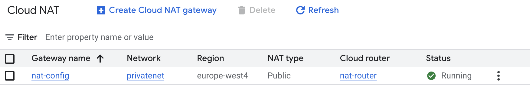 Cloud NAT page