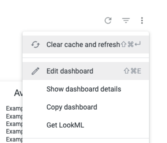 Expanded Dashboard actions menu