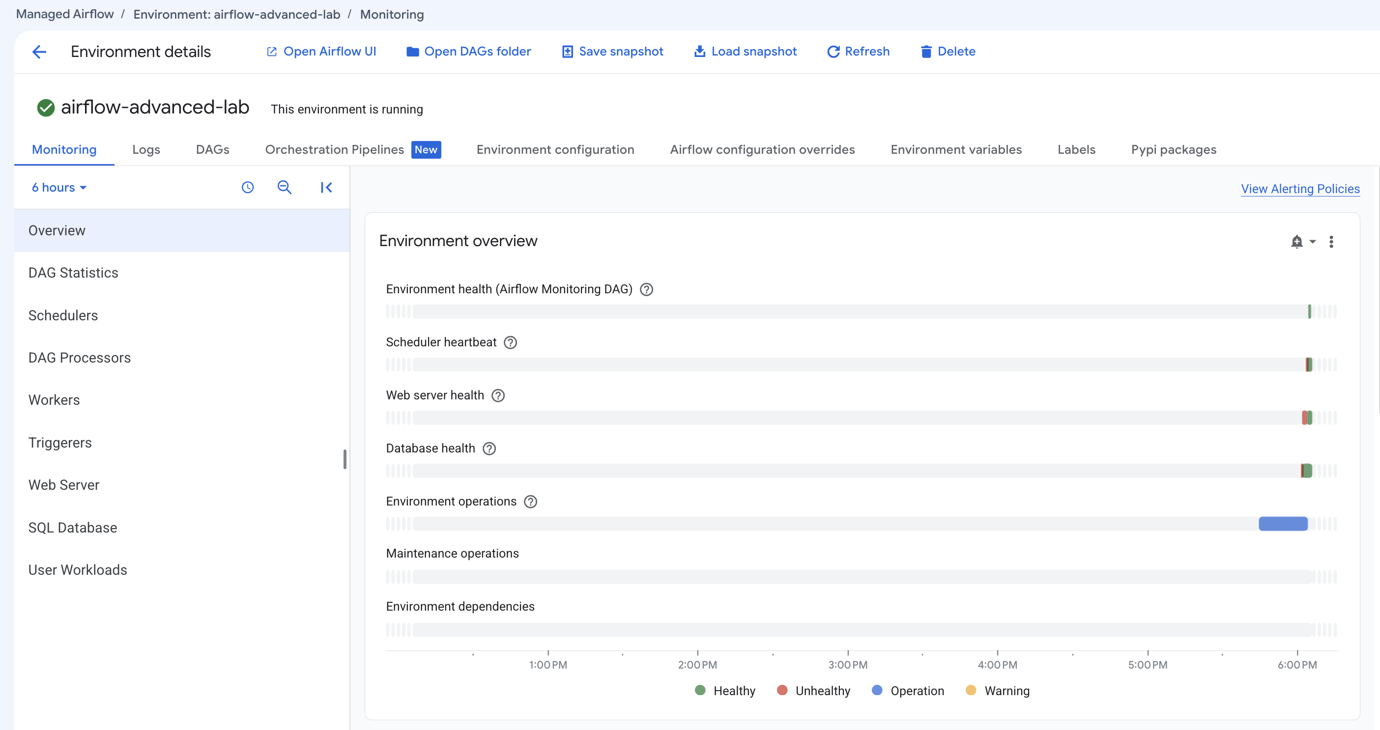 Environmental Configuration page