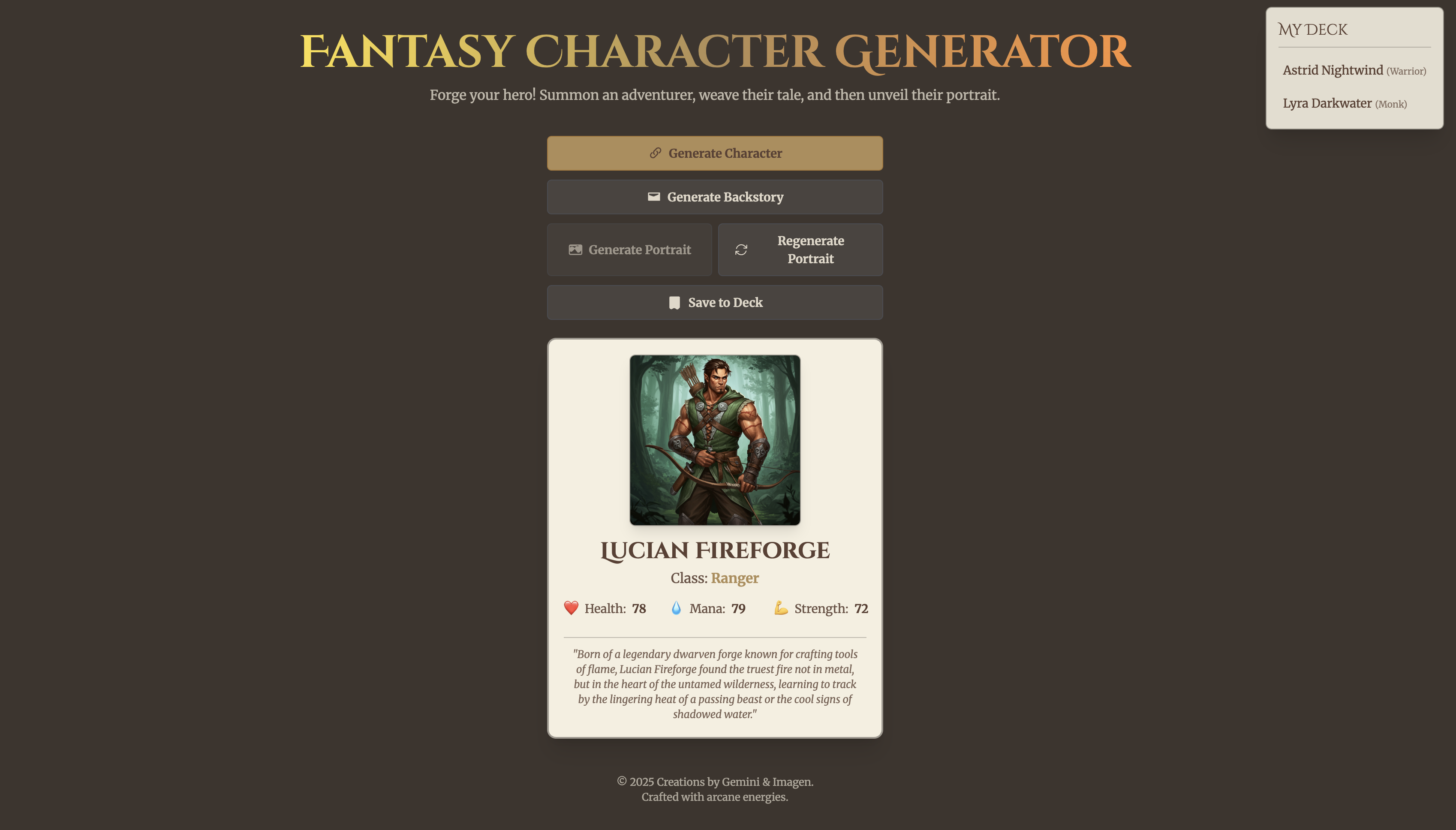Fantasy Character Generator 應用程式原型
