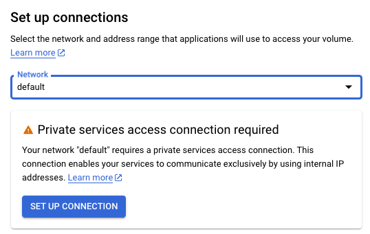 Set up connection button