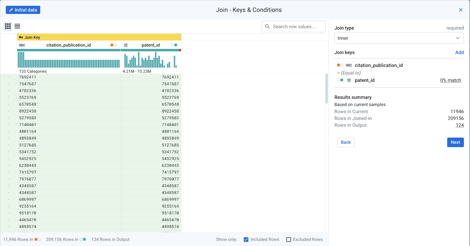 Join - Keys and Conditions window