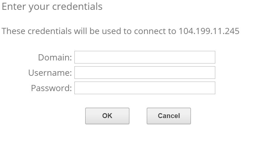 Credentials dialog