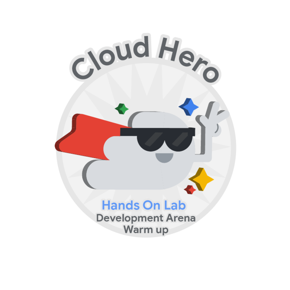 Badge für Cloud Hero One World Warm up:Development Arena