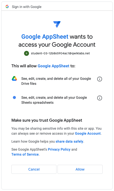 Sign in with Google - provide consent