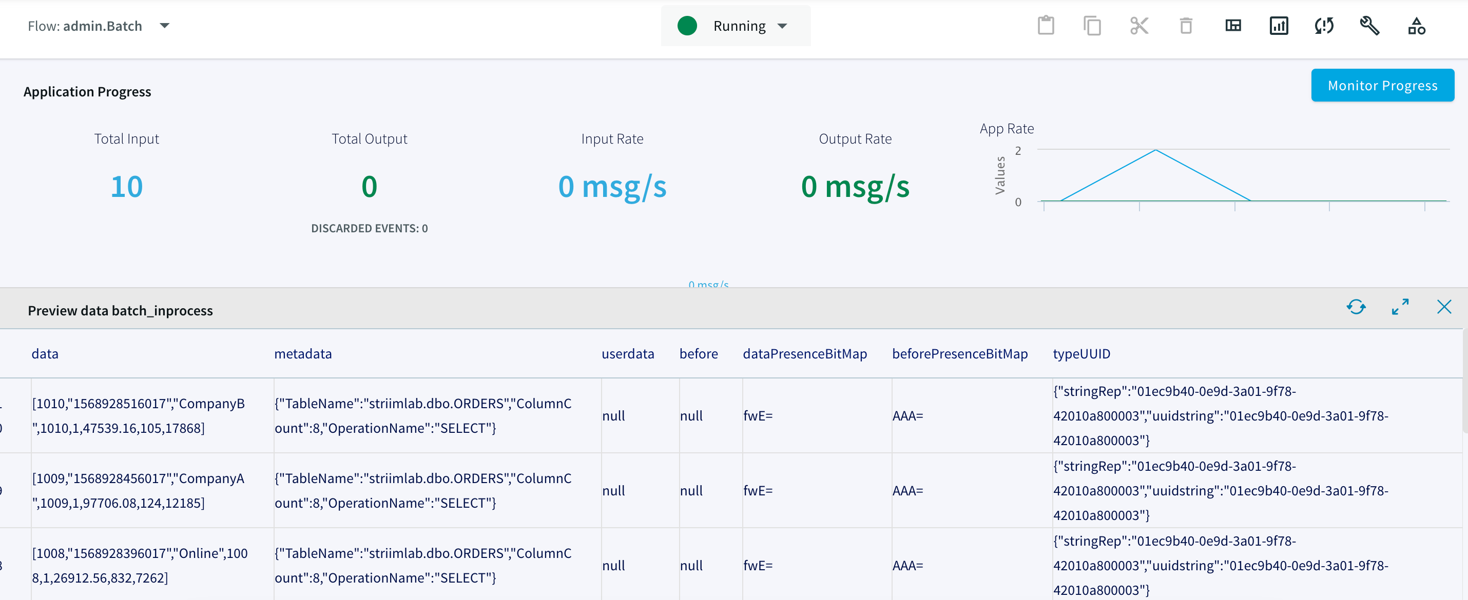 Application progress window