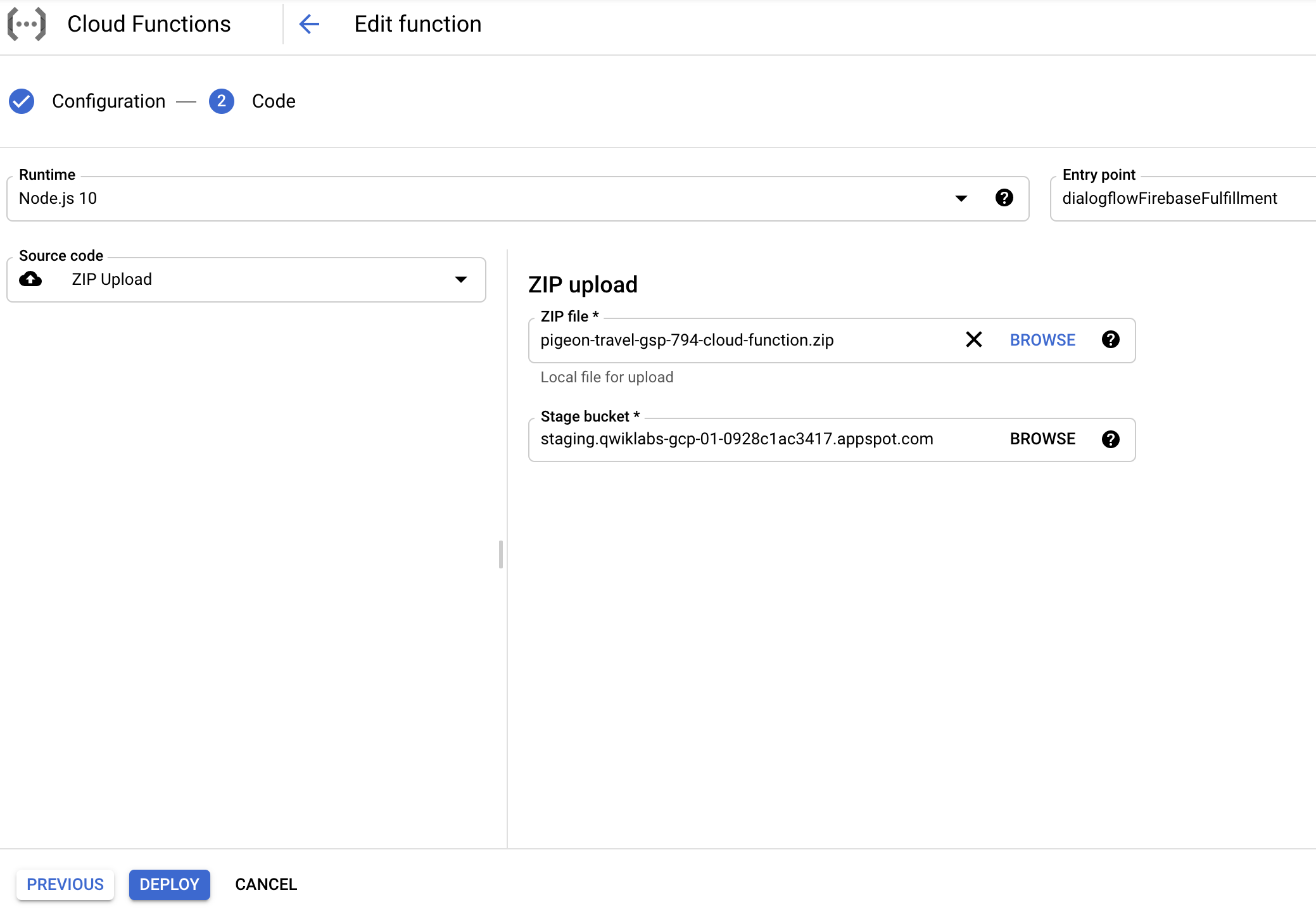 Cloud Functions section