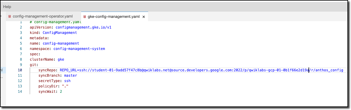 Fichier de configuration modifié