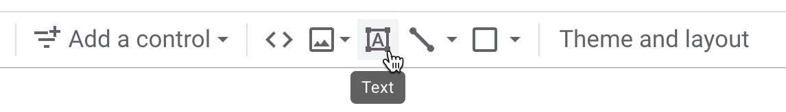 Text control on the toolbar