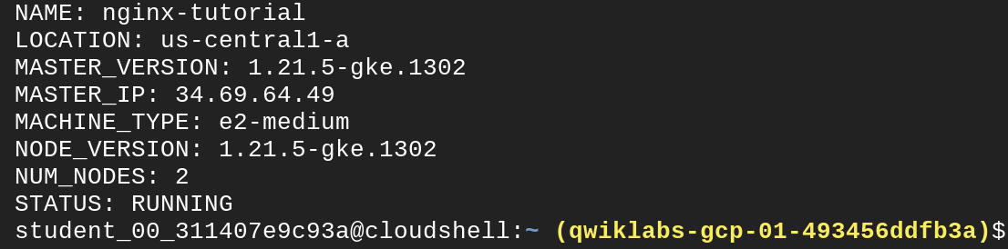 Image of Cloud shell displaying output result