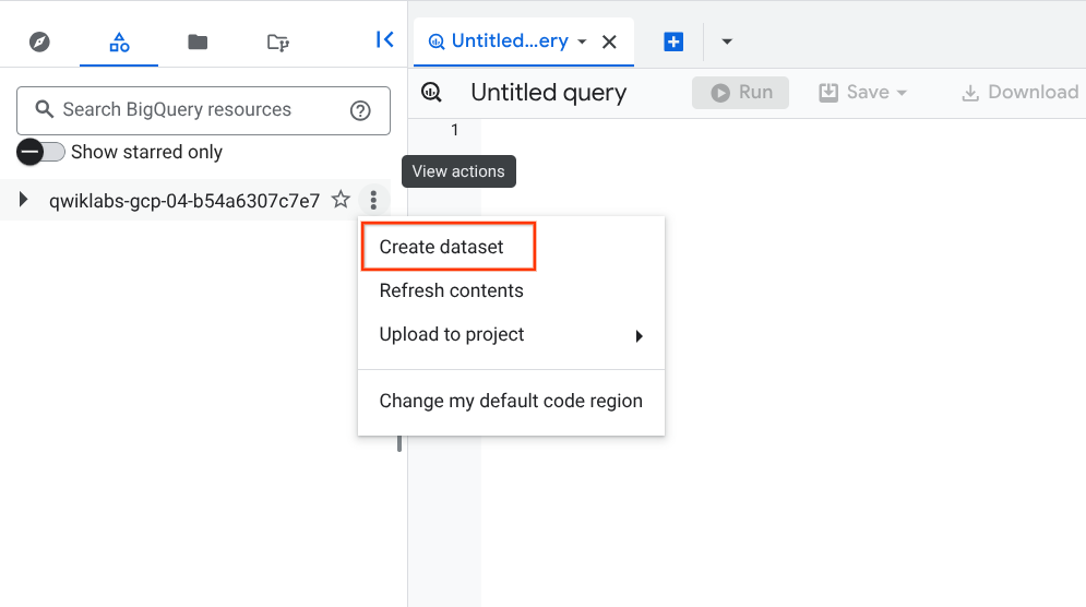Create dataset option