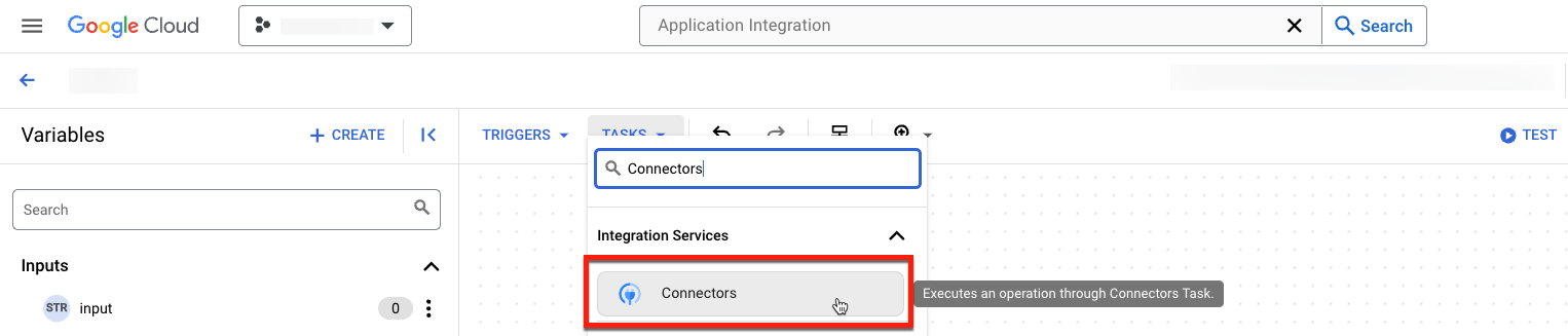 Connectors added to search field and found under Integration Services