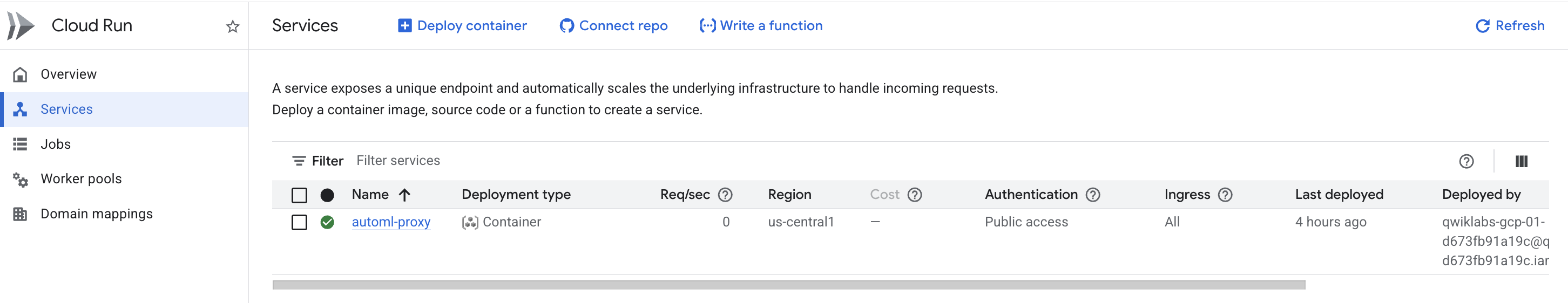 automl proxy endpoint