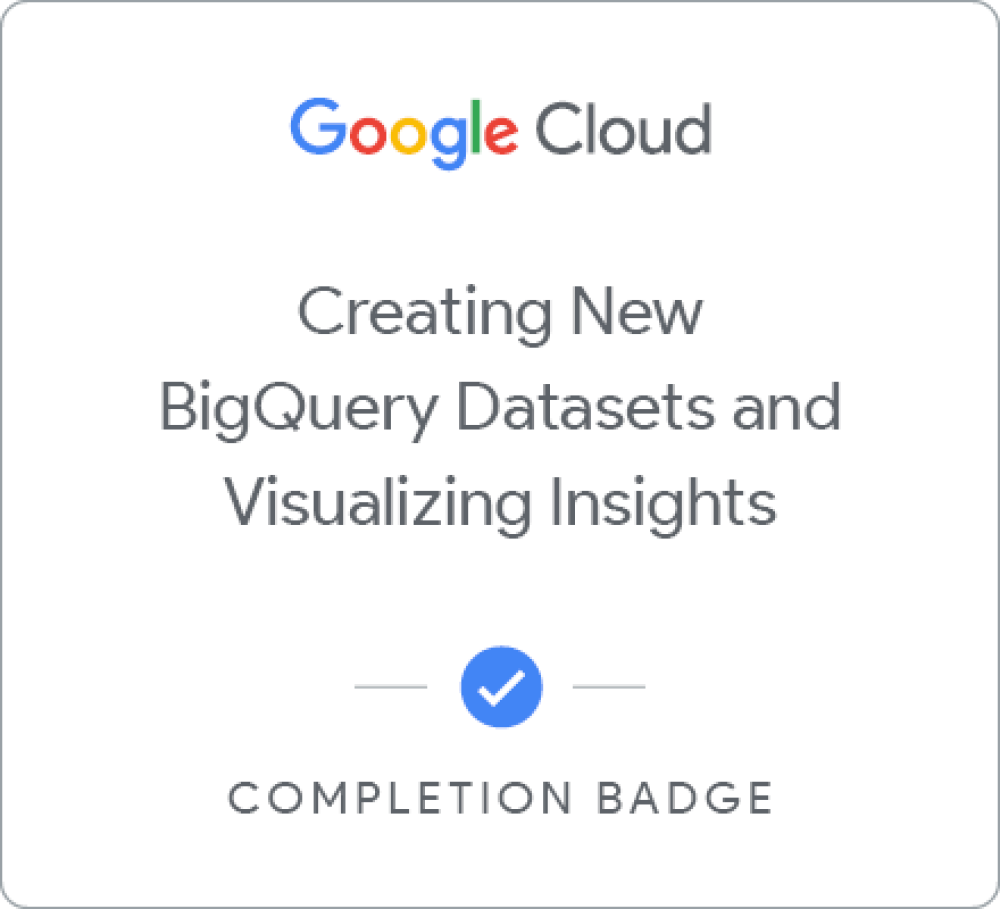 Badge for Creating New BigQuery Datasets and Visualizing Insights