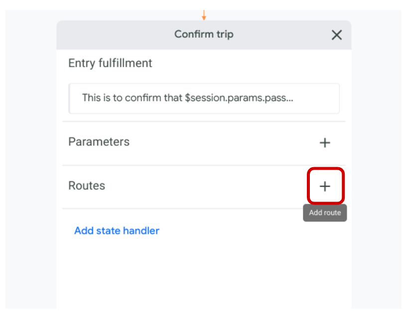 Confirm trip page with plus button highlighted