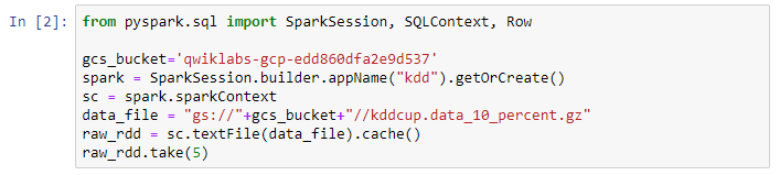 In [2] output for the bucket