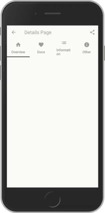 A mobile phone screen diaplying the following tabs on the Details page: Overview, Docs, Information, and Other