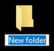 Screenshot of newly created folder on the Windows desktop. The folder is named "New folder".