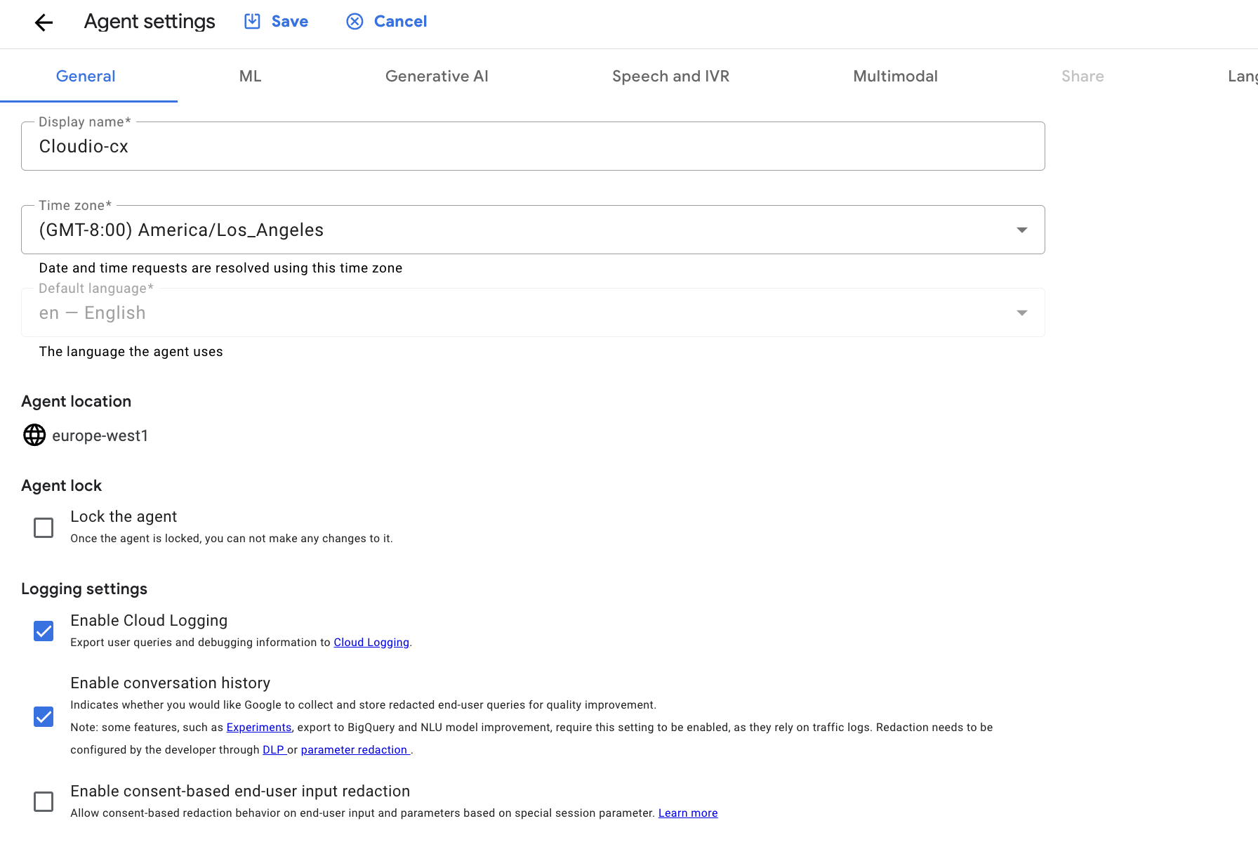 The Agent Settings page, wherein the checked Enable stackdriver logging box is highlighted.