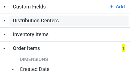 Order Items dropdown