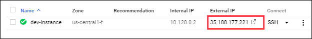 External IP 35.188.177.221 highlighted