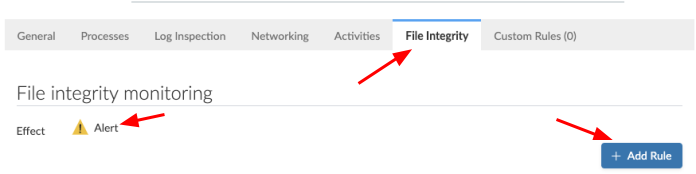 File Integrity tabbed page