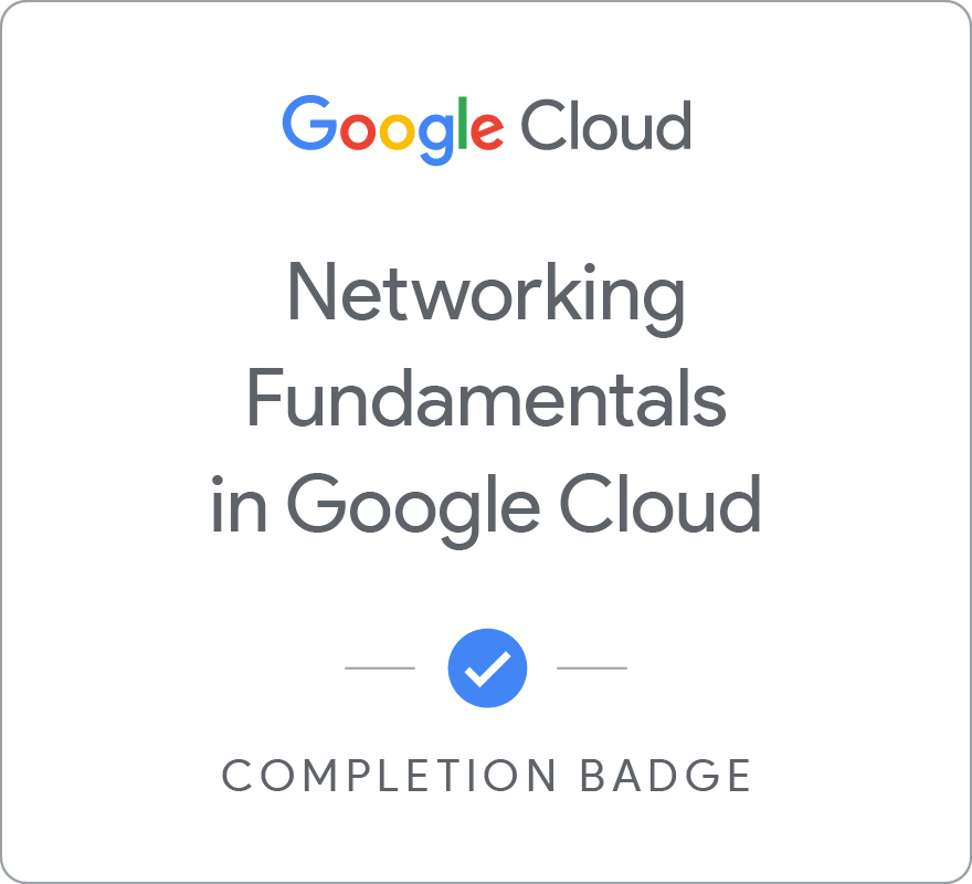 Odznaka za ukończenie szkolenia Networking Fundamentals in Google Cloud 