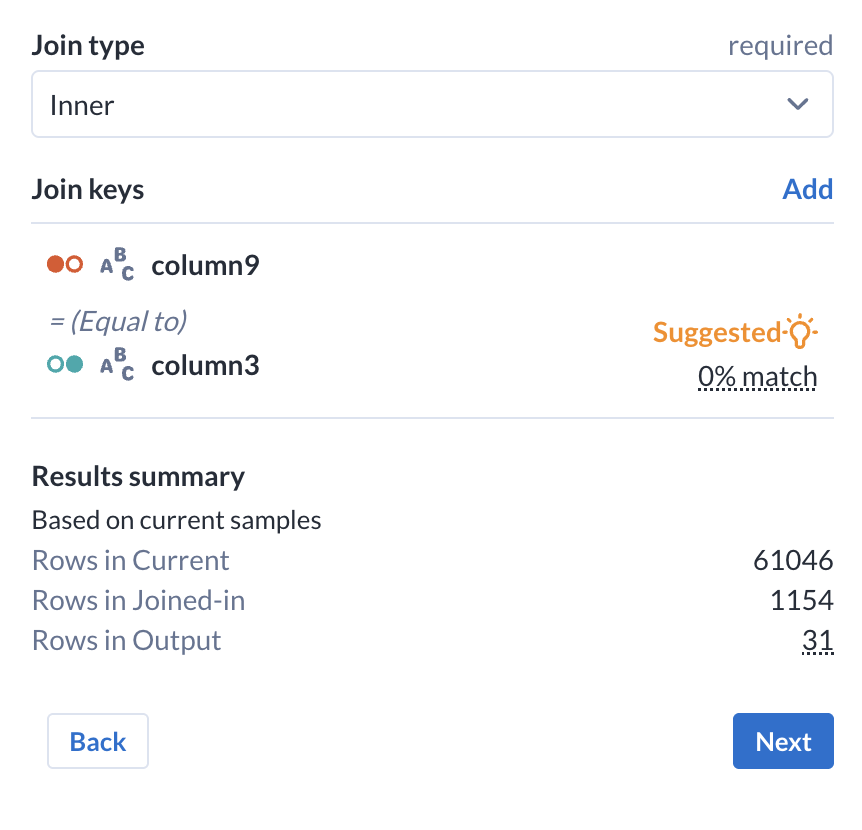 [Join conditions] ボックス