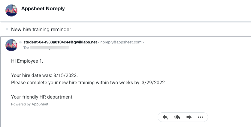 new hire training email