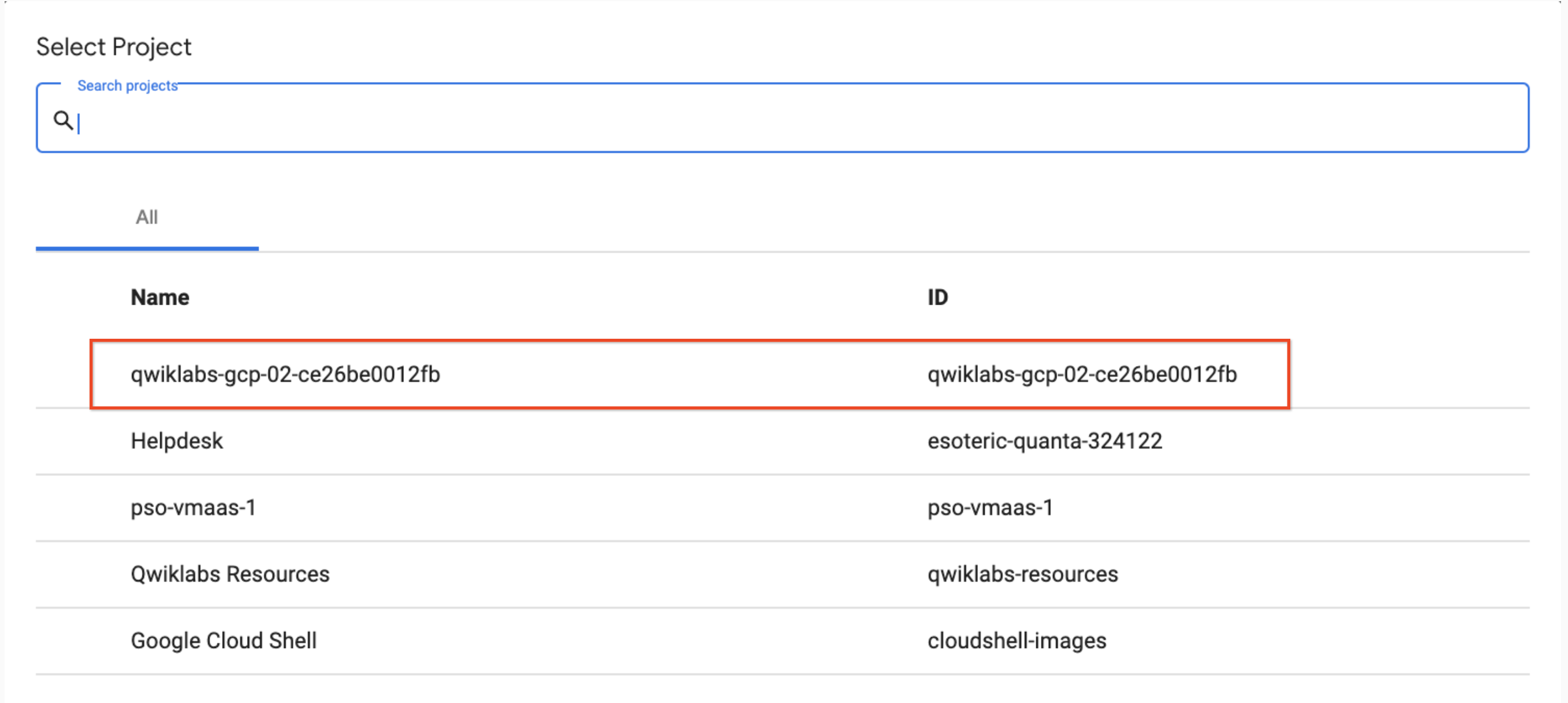 Dialogflow CX console with project name highlighted