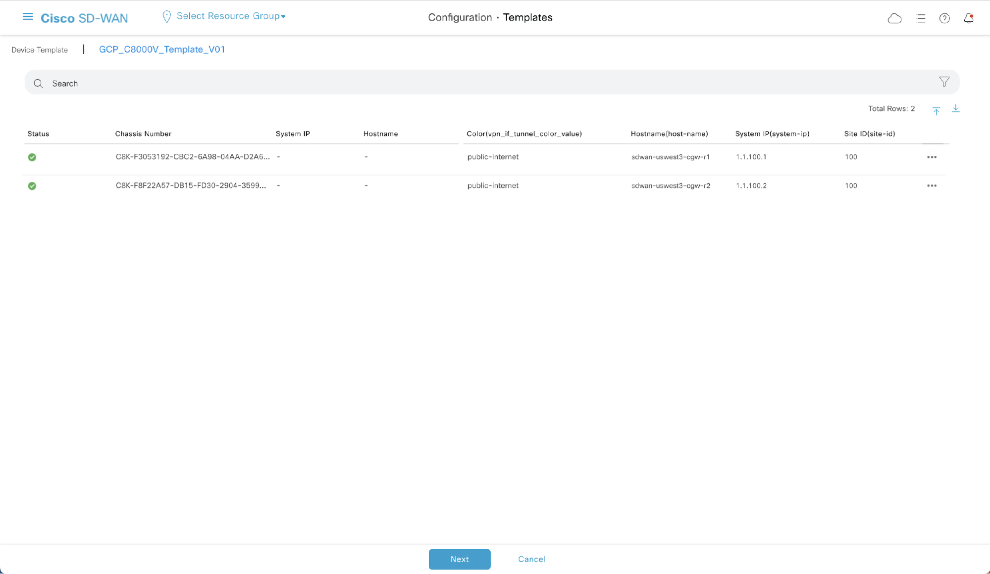 configure template1 1