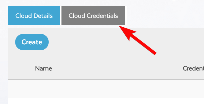 The Cloud Credentials tab highlighted