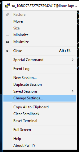 Putty Settings