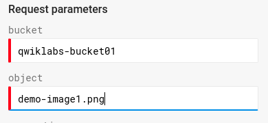 The method displayed in the Request parameters dialog box