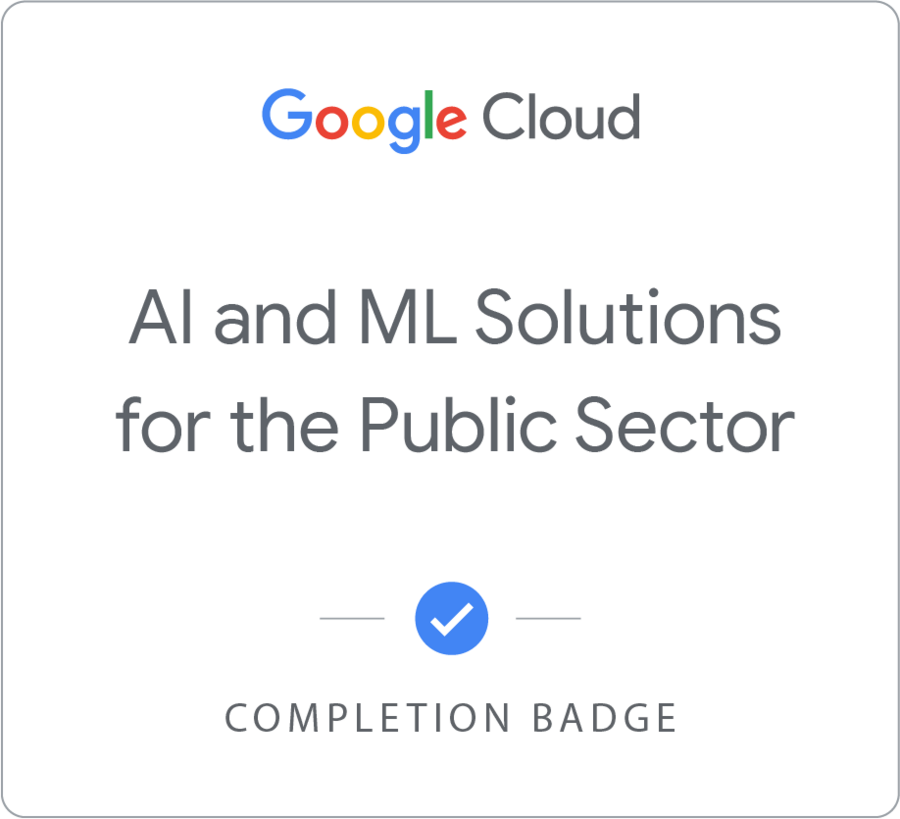 Google Cloud AI and ML Solutions for the Public Sector 배지