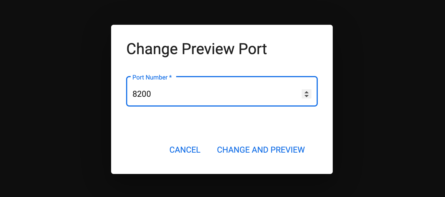 The port number displayed in the Change Preview Port dialog