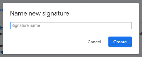 The Name new signature text field