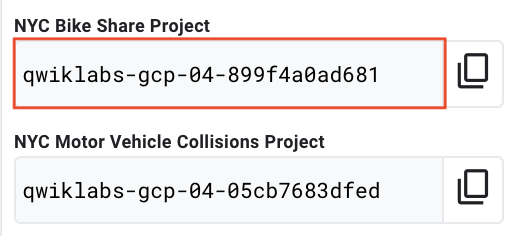 ID del proyecto del servicio de bicicletas compartidas de NYC